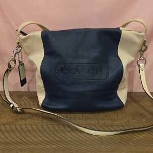Coach Legacy Colorblock Hobo Blue And White Glovetanned Leather